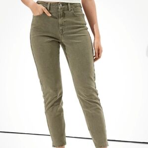American Eagle Mom Jean Olive Green Women's Denim Jeans Size 4 X-Short